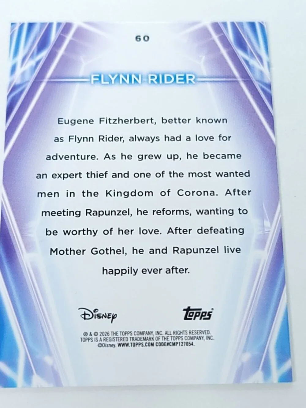 Flynn Rider Topps 2026 Disney Neon Holo Parallel Refractor Limited 126/199 - Picture 4 of 4